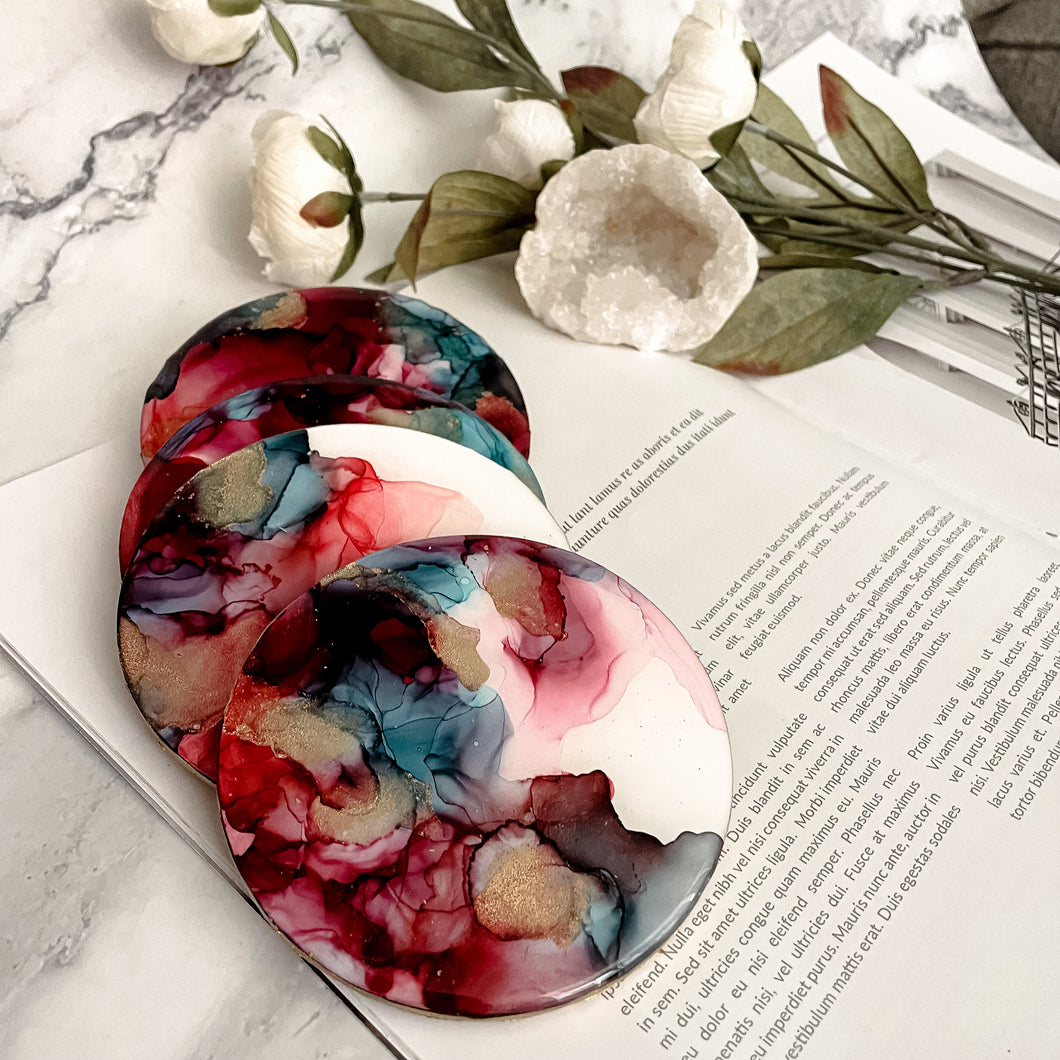 Berry | Alcohol Ink Coaster Set